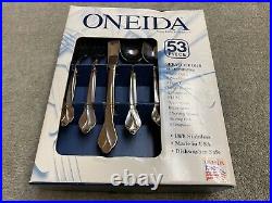 Oneida Tribeca 18/8 glossy Stainless Steel USA Flatware 53 pieces