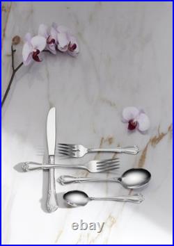 Oneida True Rose 45 Piece Flatware Service for 8 18/0 Stainless Steel Silver