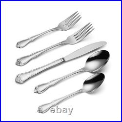 Oneida True Rose 45 Piece Silver Flatware Set for 8 Vintage Style Stainless S