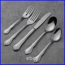 Oneida True Rose 45 Piece Silver Flatware Set for 8 Vintage Style Stainless S Oneida True Rose 45 Piece Silver Flatware Set for 8 Vintage Style Stainless S