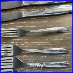Oneida Twin Star Community MCM Atomic Starburst Flatware MCM 30 Pieces Stainless