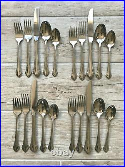 Oneida USA BANCROFT Stainless Flatware 4 Place Settings + Serving 23 Pcs Total