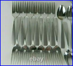 Oneida USA SATIN ACCENT Stainless Flatware Set Service for 12 Frosted 64pc EUC