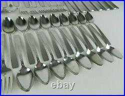 Oneida USA SATIN ACCENT Stainless Flatware Set Service for 12 Frosted 64pc EUC