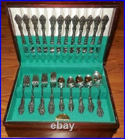Oneida USA Stainless Michelangelo Flatware Wood Chest 12 Place Settings