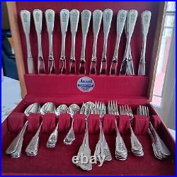 Oneida VILLAGE Deluxe Stainless Pfaltzgraff 62 Piece Flatware With Serving Pcs Vtg