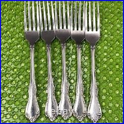 Oneida Wm A Rogers Deluxe Mansfield Stainless 5 DinnerFork 7 1/4 Floral Flatware