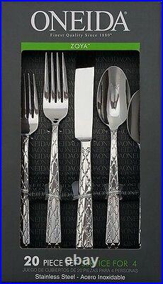 Oneida Zoya Pattern 60 Piece Service for 12 Stainless Flatware