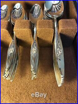 Oneida craft LASTING ROSE Deluxe Stainless Flatware Set Service for 12 EUC 74pc