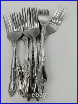 Oneida stainless flatware set Vintage 58 Pieces Raphael E11 Rose Pattern Used