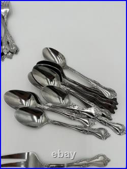 Oneida stainless flatware set Vintage 58 Pieces Raphael E11 Rose Pattern Used