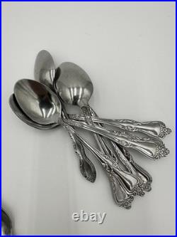 Oneida stainless flatware set Vintage 58 Pieces Raphael E11 Rose Pattern Used