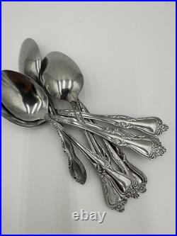 Oneida stainless flatware set Vintage 58 Pieces Raphael E11 Rose Pattern Used