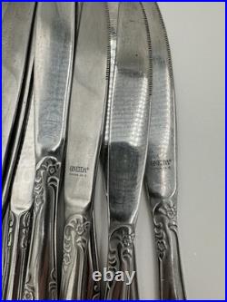 Oneida stainless flatware set Vintage 58 Pieces Raphael E11 Rose Pattern Used