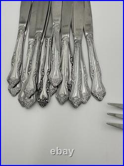 Oneida stainless flatware set Vintage 58 Pieces Raphael E11 Rose Pattern Used