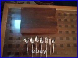 Oneida vintage stainless steel flatware set with box 63 piece