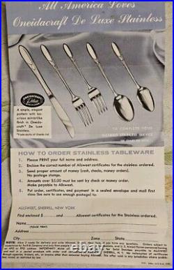 Oneidacraft Deluxe Lady Hamilton Stainless Flatware Silverware 63 Piece W Chest