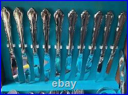 Oneidacraft Deluxe Stainless Flatware CHATEAU 78pc Oneida Silverware Set w Chest
