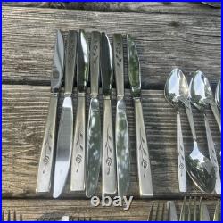 Oneidacraft Deluxe Stainless Flatware Capistrano Rose Silverware Oneida 42pc Set