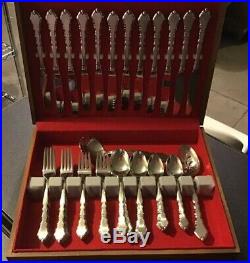 Pre-owned 62 Pc USA Oneida Community Satinique Stainless Flatware Serving For 12