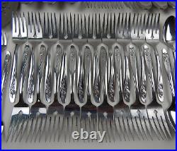 Roseanne by Oneida Flatware Silverware Glossy Custom Stainless Rose 92pc