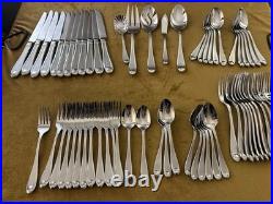 SERVICE FOR 12 + Serving Set ONEIDA SATIN GARNET STAINLESS FLATWARE SET 18/10