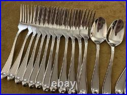 SERVICE FOR 12 + Serving Set ONEIDA SATIN GARNET STAINLESS FLATWARE SET 18/10