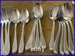 SERVICE FOR 12 + Serving Set ONEIDA SATIN GARNET STAINLESS FLATWARE SET 18/10
