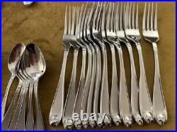 SERVICE FOR 12 + Serving Set ONEIDA SATIN GARNET STAINLESS FLATWARE SET 18/10