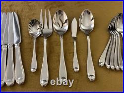 SERVICE FOR 12 + Serving Set ONEIDA SATIN GARNET STAINLESS FLATWARE SET 18/10