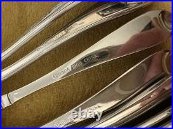 SERVICE FOR 12 + Serving Set ONEIDA SATIN GARNET STAINLESS FLATWARE SET 18/10