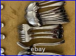 SERVICE FOR 12 + Serving Set ONEIDA SATIN GARNET STAINLESS FLATWARE SET 18/10