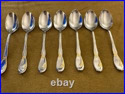 SET OF (7) ONEIDA Deluxe GOLDEN CALLA LILY TEASPOONS Stainless Flatware