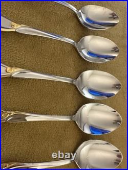 SET OF (7) ONEIDA Deluxe GOLDEN CALLA LILY TEASPOONS Stainless Flatware