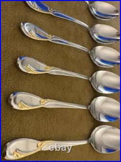 SET OF (7) ONEIDA Deluxe GOLDEN CALLA LILY TEASPOONS Stainless Flatware