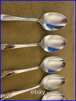SET OF (7) ONEIDA Deluxe GOLDEN CALLA LILY TEASPOONS Stainless Flatware