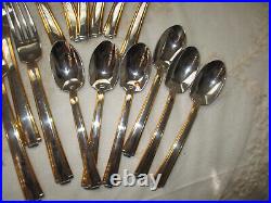 SET OF SIX Oneida Stainless Flatware GOLDEN ETAGE & Walnut Silver Chest 36 Piece