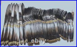 SILVERWARE Oneida 60 pcs DAPHNE Gold Accent 12pc pl set Minus 1 Salad Fork