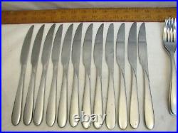 Service for 12Oneida Brushed Stainless Modern Flatware Satin Finish