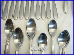 Service for 12Oneida Brushed Stainless Modern Flatware Satin Finish