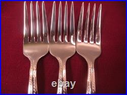 Set Of 3 Oneida Flourish Salad Forks 18/10 Stainless Steel Flatware 6 7/8