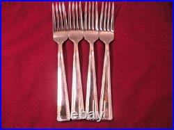 Set Of 4 Dinner Forks Oneida Flourish Rope 18/10 Stainless Flatware 8 1/8