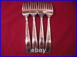 Set Of 4 Dinner Forks Oneida Flourish Rope 18/10 Stainless Flatware 8 1/8