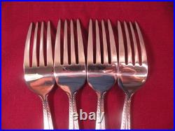 Set Of 4 Dinner Forks Oneida Flourish Rope 18/10 Stainless Flatware 8 1/8