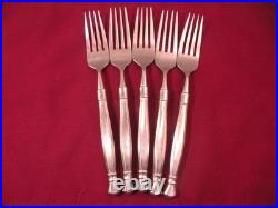 Set Of 5 Dinner Forks Oneida Act II Satin Cube Stainless Steel Flatware 8