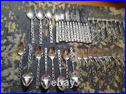 Set Of 53 Oneida Applique Silverware Flatware Set Knives, Spoons, Forks