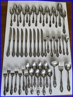 Set Of 53 Oneida Louisiana Forks-Knives-Spoons-Serving Community Stainless USA