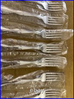Set Of 7 Oneida USA Cantata DINNER FORKS Glossy Stainless, ? UNUSED NIP