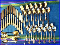 Set for 12 64pc Oneida Arbor Rose True Rose Stainless Flatware BettyCrocker
