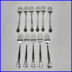 Set of 11 Oneida Deluxe Alexis Stainless 6 3/4 Salad Forks Flatware Ribbon